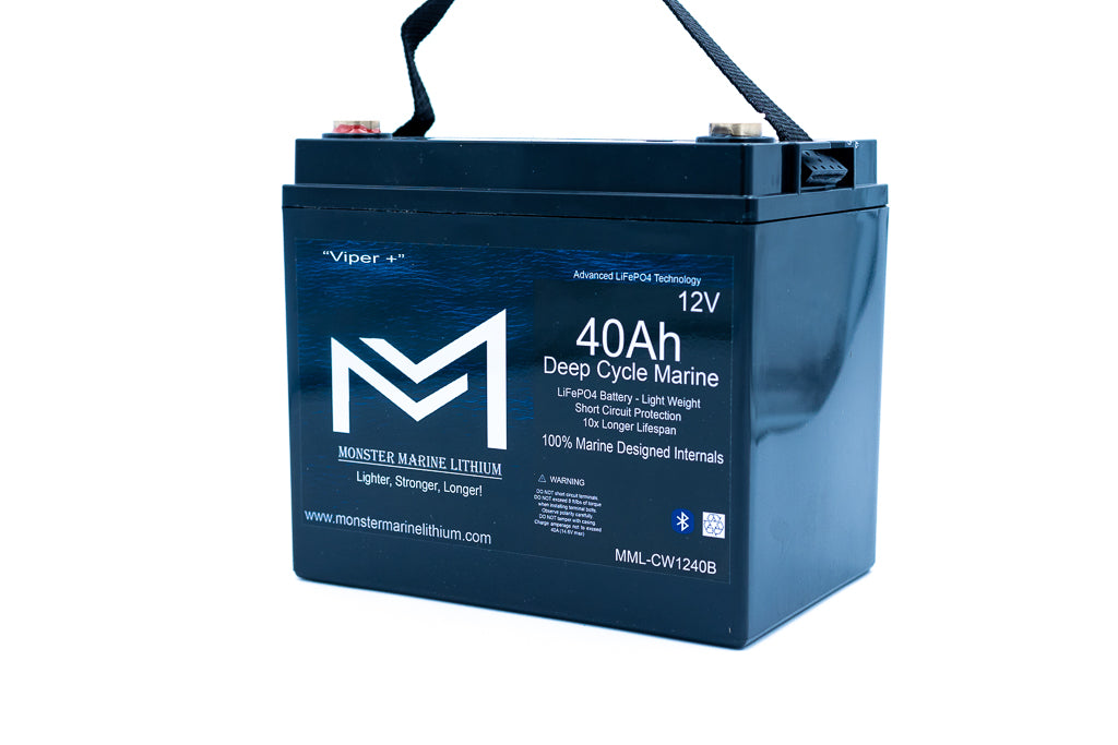 12v 40Ah Deep Cycle Lithium Marine Battery "Viper" - Bluetooth - MML-CW1240B