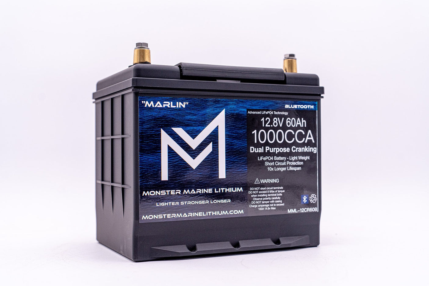 1000CCA 12V 60Ah Dual Purpose Cranking Lithium Battery - BLUETOOTH - MML-12CR60B