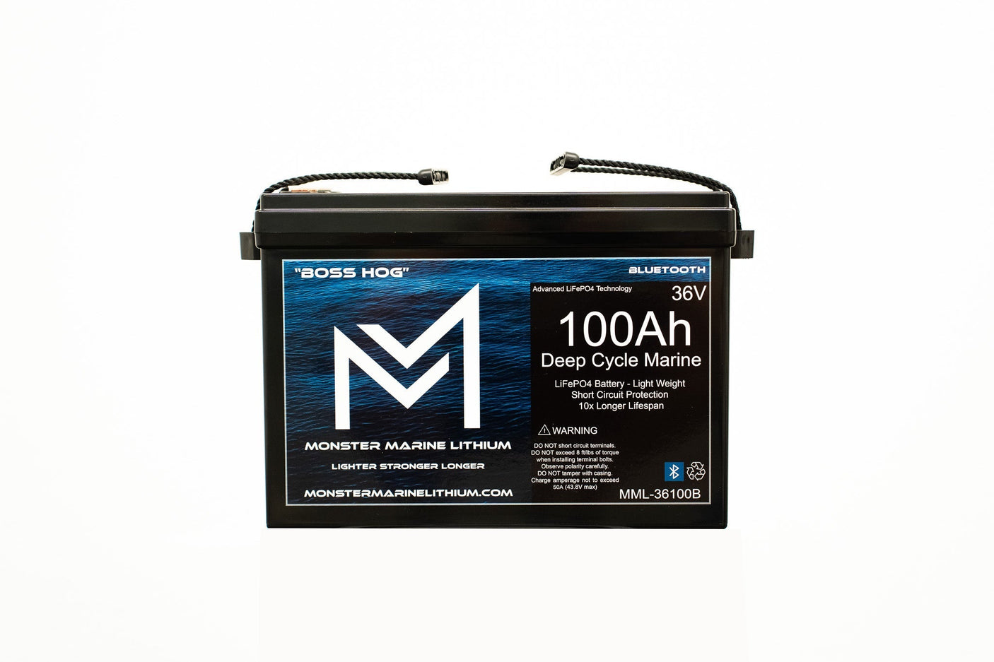 36V 100AH Bluetooth Deep Cycle Lithium Marine Trolling Battery MML-36100B āBoss Hogā