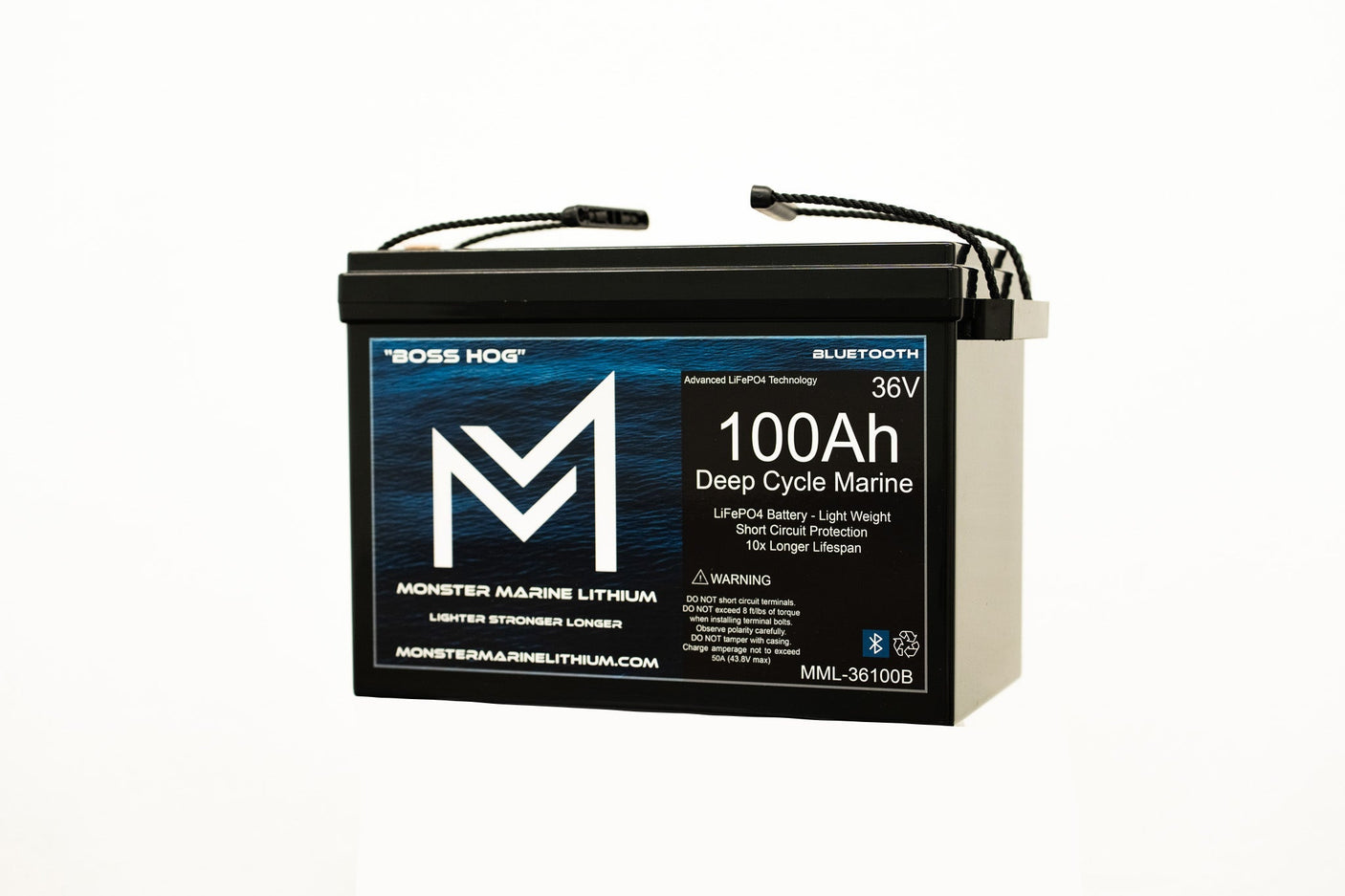 36V 100AH Bluetooth Deep Cycle Lithium Marine Trolling Battery MML-36100B āBoss Hogā