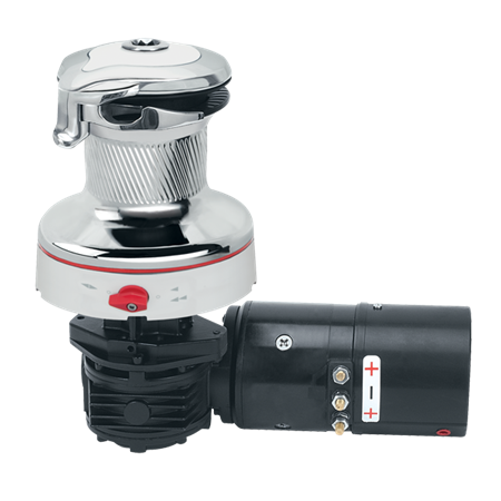 Harken #46 Electric Self-Tailing Rewind Radial Winch - Reverse Speed - Chrome with White Trim