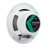 KICKER KM60 6.5" Marine Coaxial Speakers w/1/2" Tweeters - 4-Ohm, White w/Blue LED [49KM604WL]