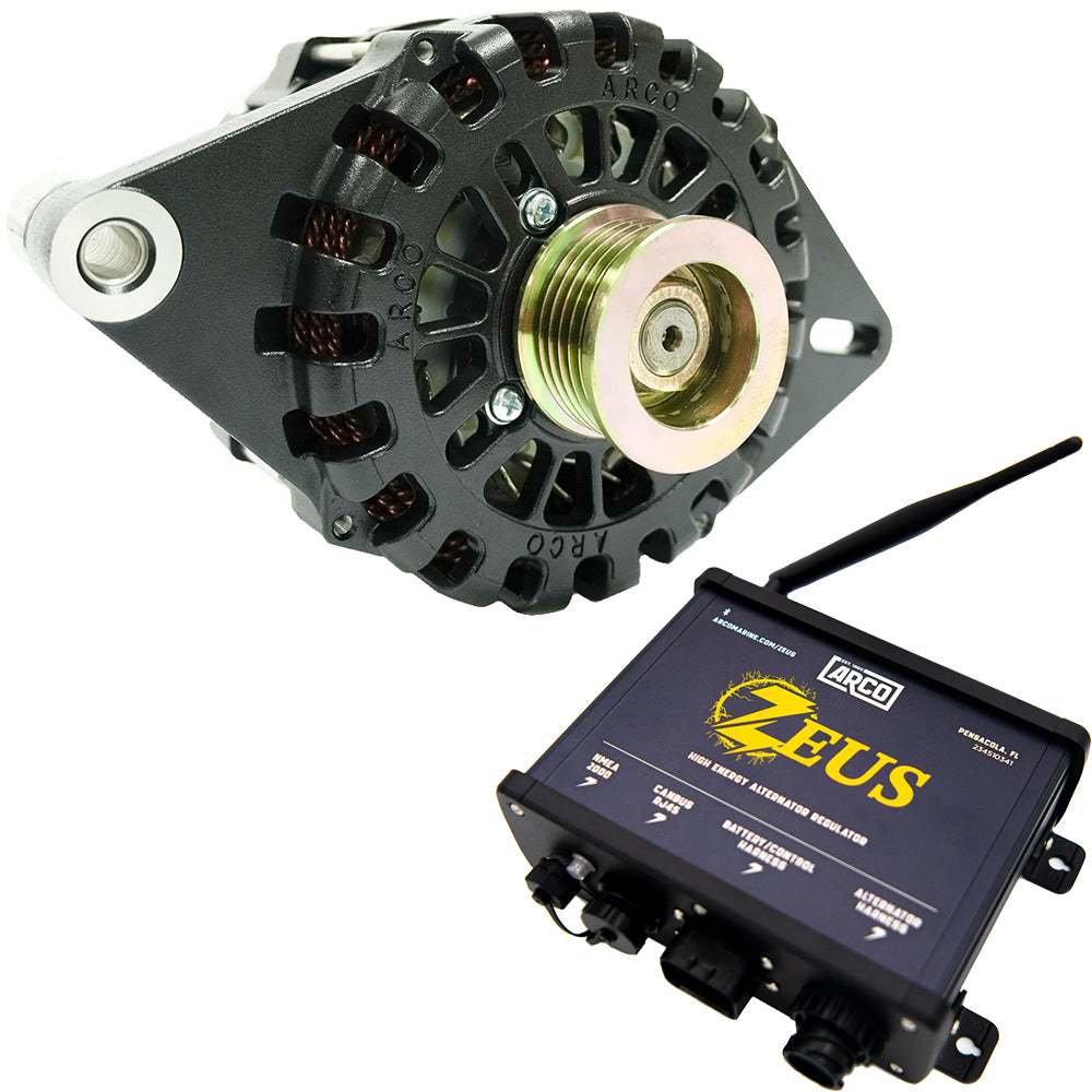 ARCO Zeus 24V 4kW Low Turn On (LTO) 1"-2" Single Foot Alternator w/Isolated Ground  Zeus High-Energy Alternator Regulator [4405-AZ1000]