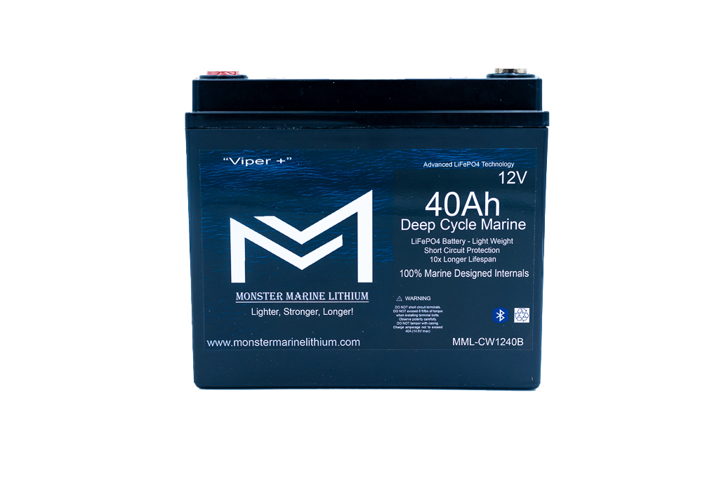 12v 40Ah Deep Cycle  Lithium Marine Battery "Viper" -  Bluetooth - MML-CW1240B
