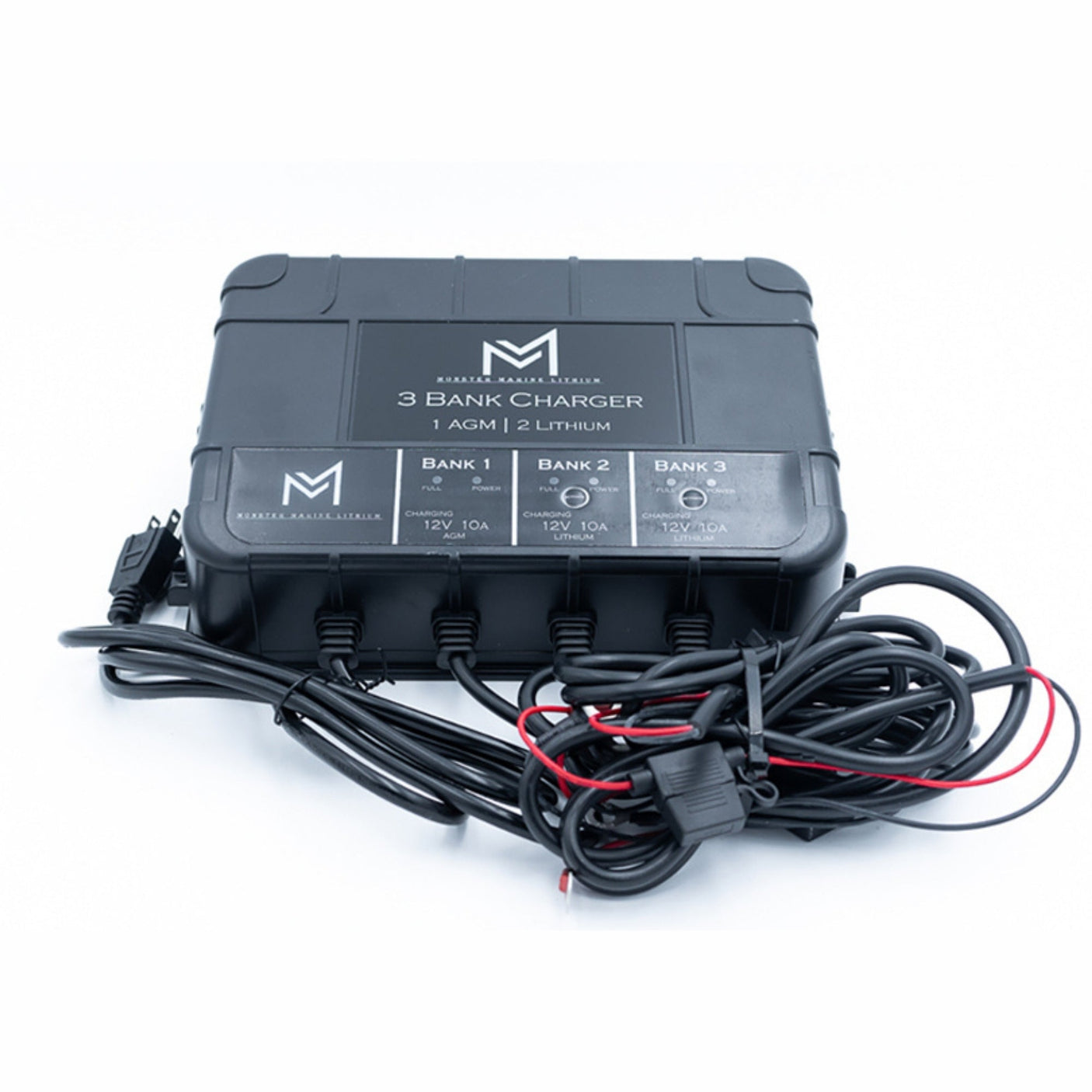 3 BANK LITHIUM CHARGER - PLASTIC - (1) 12V AGM 10AH - (2) 12V 10A