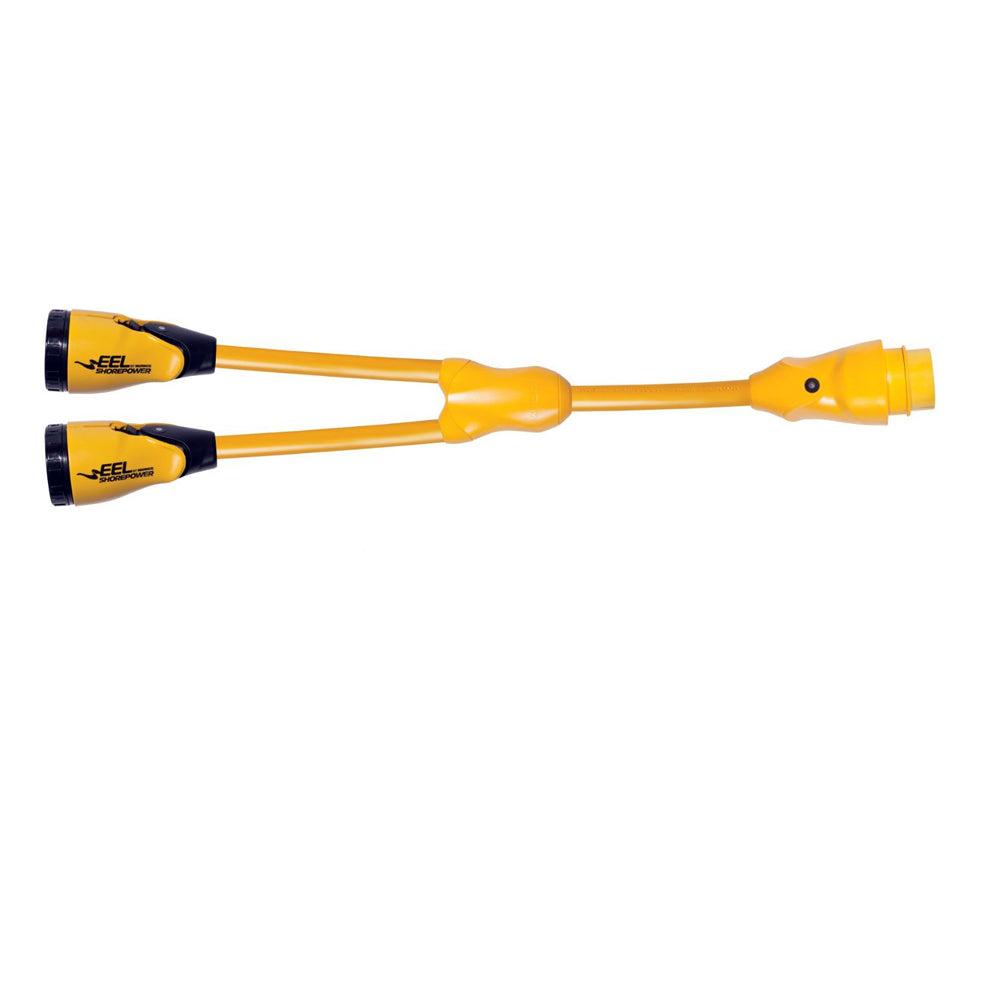 Marinco Y504-2-30 EEL (2)-30A-125V Female to (1)50A-125/250V Male "Y" Adapter - Yellow [Y504-2-30]