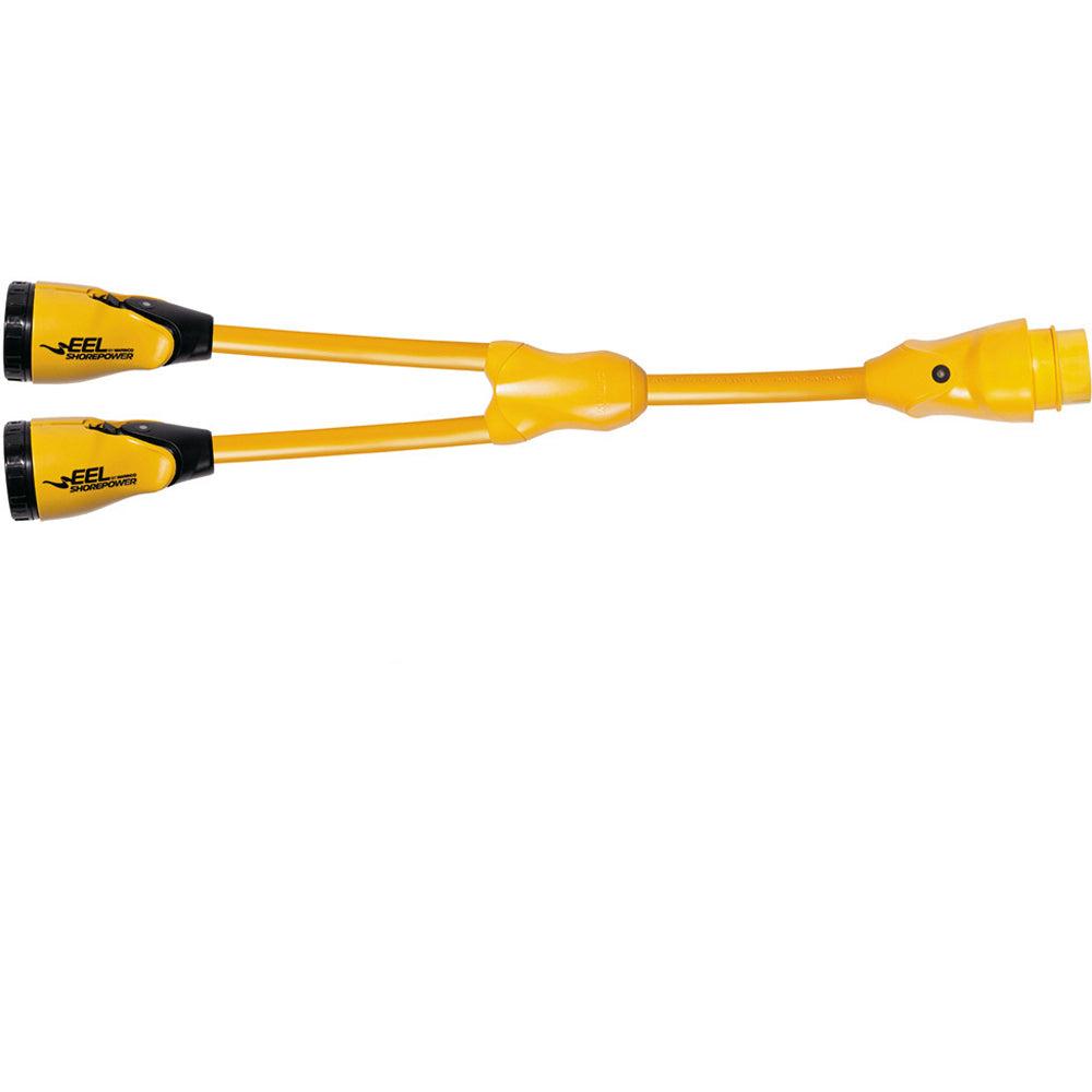 Marinco Y504-2-504 EEL (2)50A-125/250V Female to (1)50A-125/250V Male "Y" Adapter - Yellow [Y504-2-504]