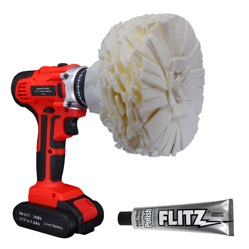 Flitz Buff Ball - Large 5" - White w/1.76oz Tube Flitz Polish [PB 101-50]