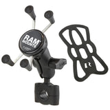 RAM Mount RAM Torque 3/4" - 1" Diameter Handlebar/Rail Base with 1" Ball, Short Arm and X-Grip for Phones [RAM-B-408-75-1-A-UN7U]