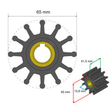 Albin Group Premium Impeller Kit 65 x 15.8 x 41.5mm - 12 Blade - Key Insert [06-01-018]