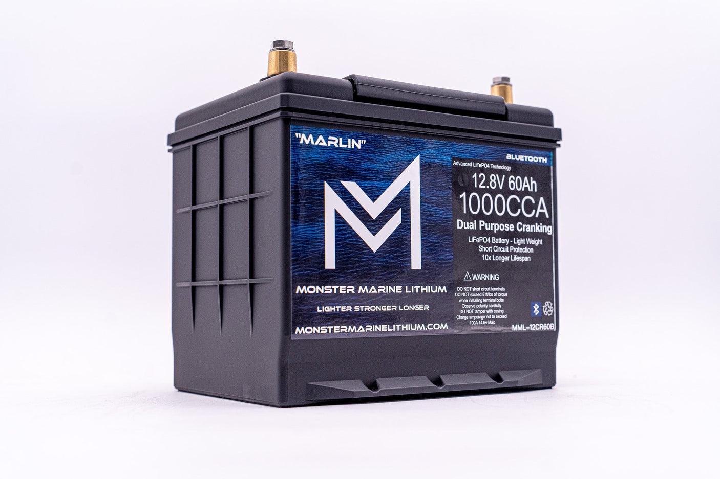 1000CCA 12V 60Ah Dual Purpose Cranking Lithium Battery - BLUETOOTH - MML-12CR60B