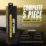 Beyond Braid Fishing 5-Piece Fishing Tool Kit - Pliers, Fillet Knife, Hook Remover, Lip Gripper, and Braid Scissors
