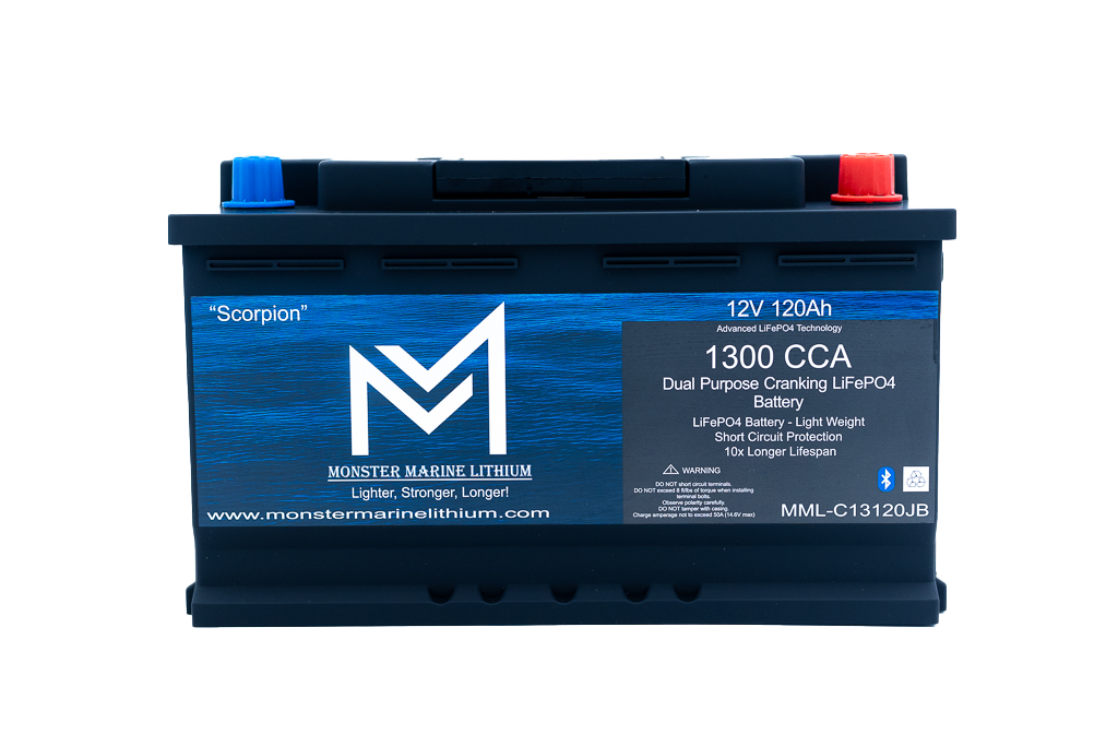 1300CCA 120Ah Dual Purpose Bluetooth Cranking Lithium "Scorpion" - Bluetooth - MML-13C120B