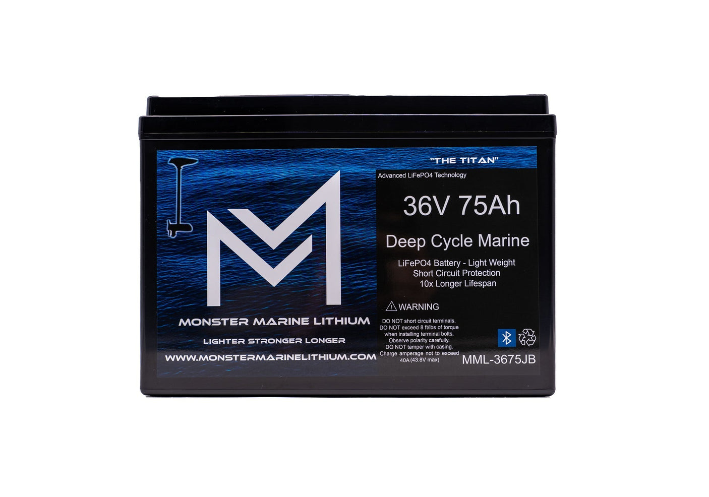 36V 75Ah Bluetooth Lithium Trolling Battery MML-CW3675B "Titan"