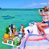 Docktail Boat Table Caddy with Adjustable Rod Holder Mount
