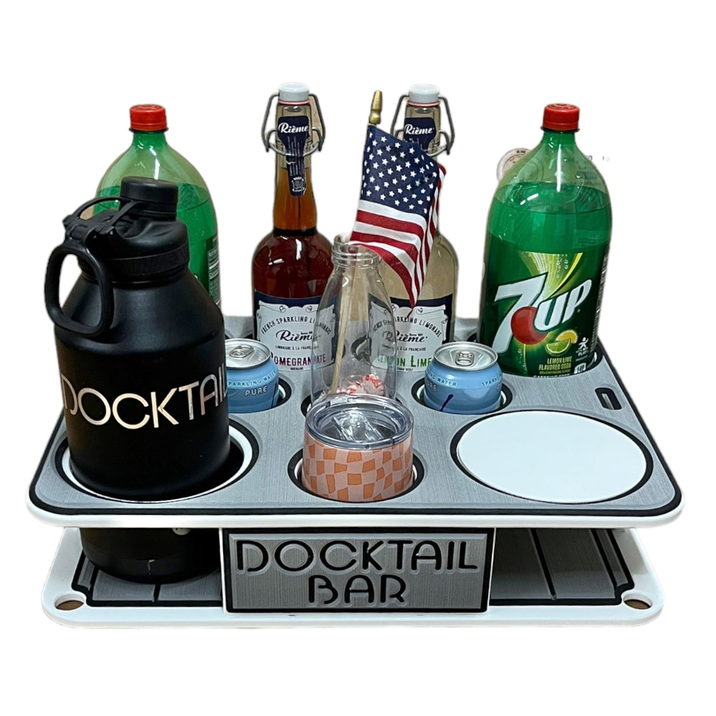 Docktail Boat Table Caddy with Pontoon Rail Mount