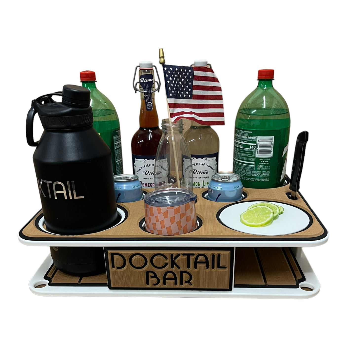 Docktail Boat Table Caddy with Pontoon Rail Mount