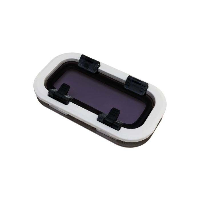 Lewmar Stainless Steel Portlight Size 0 - Cut Out: 15.6 x 30.3 cm (6 1/8 x 11 15/16 in) - White Acrylic / White Trim - Opening